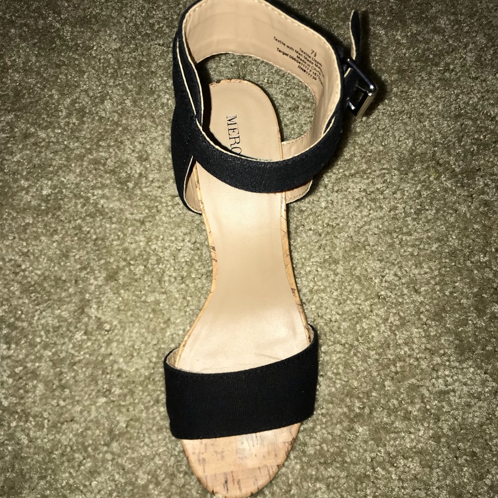 Black and cord short heels